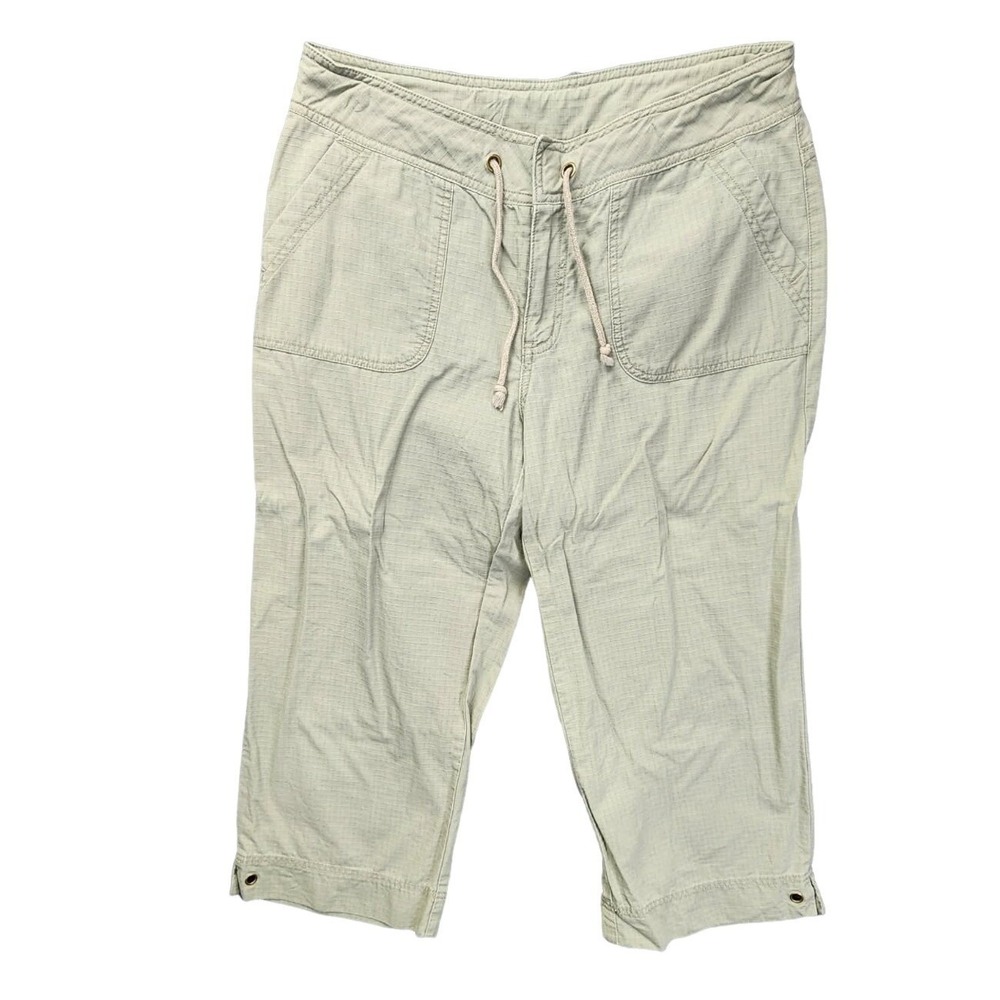 Relativity Womens Sage Green Ripstop‎ Cotton Cargo Capri Cropped Pants Size 12